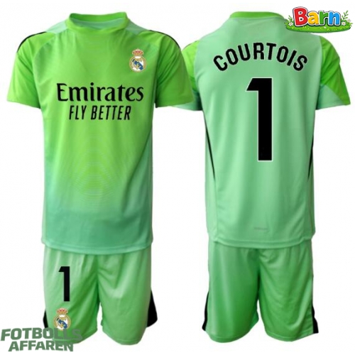 Real Madrid Thibaut Courtois #1 Målvakt Bortaställ Barn 2025-26 Kortärmad (+ Korta byxor)